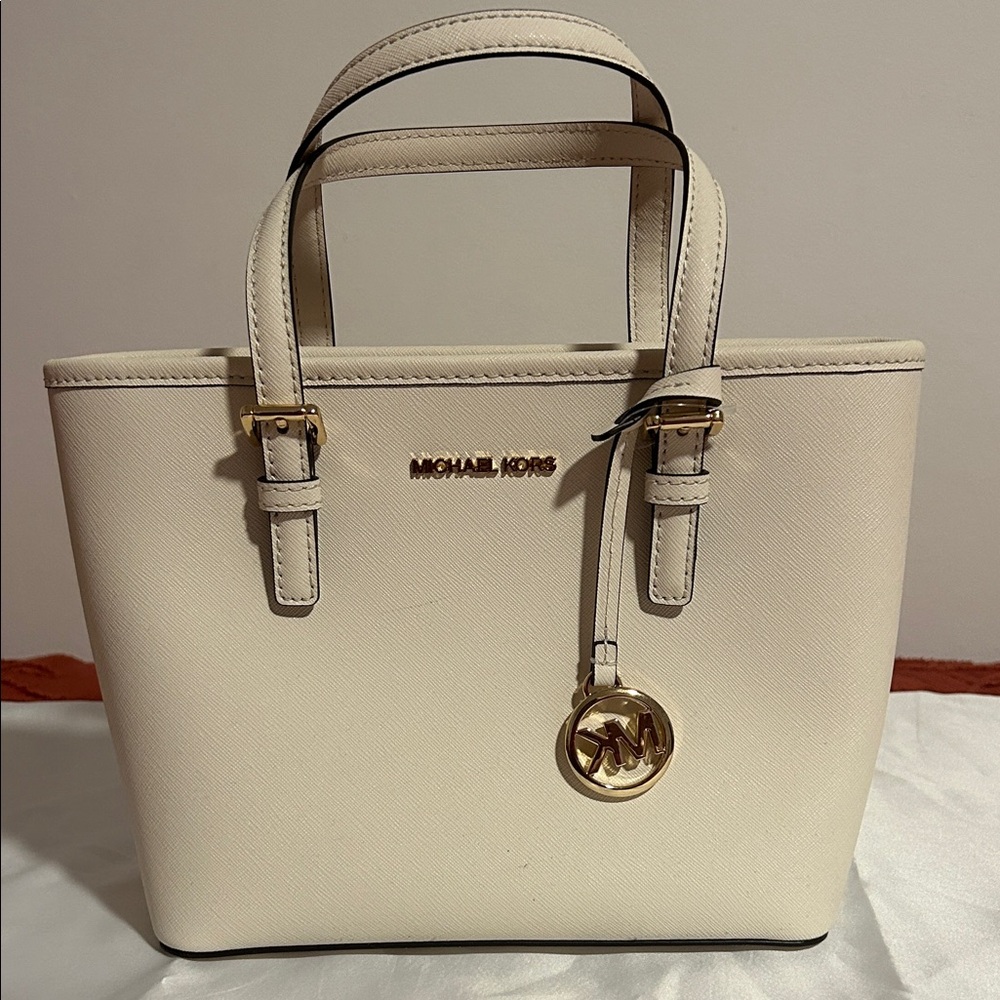 Michael Kors Ivory XS Tote with Gold Accents